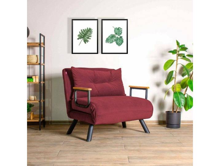 Fauteuil Keoni Dmora en Tissu Rouge 60x78x78h cm
