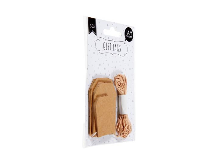 I AM Creative Geschenkanhänger Tags Braun 5-7 cm 30 Stück