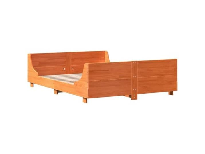 KTHLBRH Bett aus Kiefernholz, 150 x 200 cm, Braun Bettgestell mit Kopfteil, Lattenrost aus Sperrholz, atmungsaktive Unterstützung