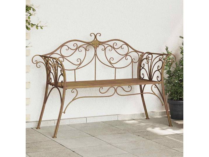 vidaXL Gartenbank 2 -Sitzer 131 x 47,5 x 90 cm Stahl Antikbraun