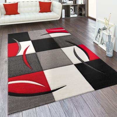 Teppich PACO HOME "Diamond 665", rot, B:80cm H:17mm L:150cm, Polypropylen (PP), Teppiche, Teppich, Karo Muster, 3D-Design, auch als Läufer, Wohnzimmer, Schlafzimmer