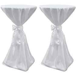 DELUKE Tischhusse 2er Set ADAU Stehtischhusse weiß 60 cm | Hussen elastisch Stehtischhusse Stehtisch-Abdeckung