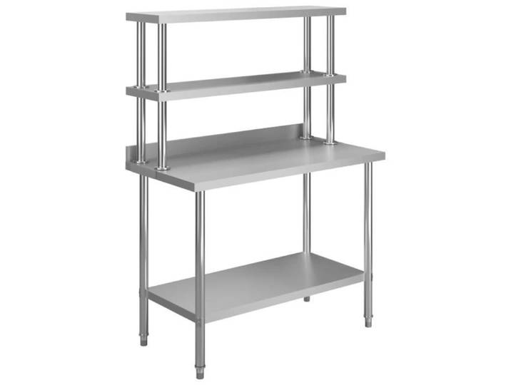 6446MODE Table De Travail Cuisine Plan de travail Professionnel Table Préparation avec étagère 120x60x150 cm Inox