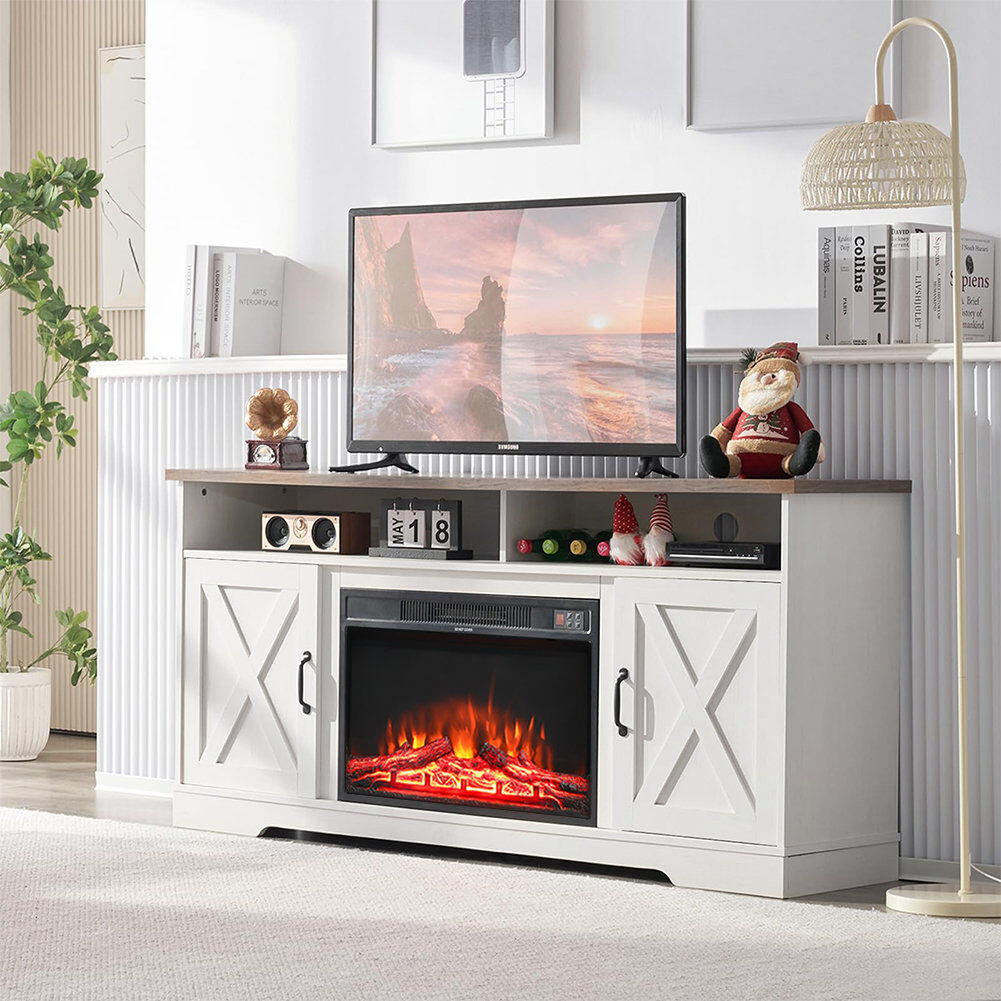Brambly Cottage Bavory 70" TV Stand with Fireplace Including White 60"
