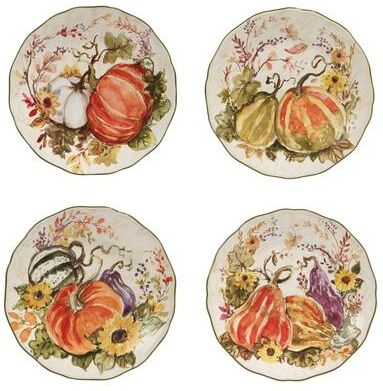 "Certified International Harvest Morning Salad/Dessert Plates, Set of 4 - 8.5"" Diam x 0.75"" High"