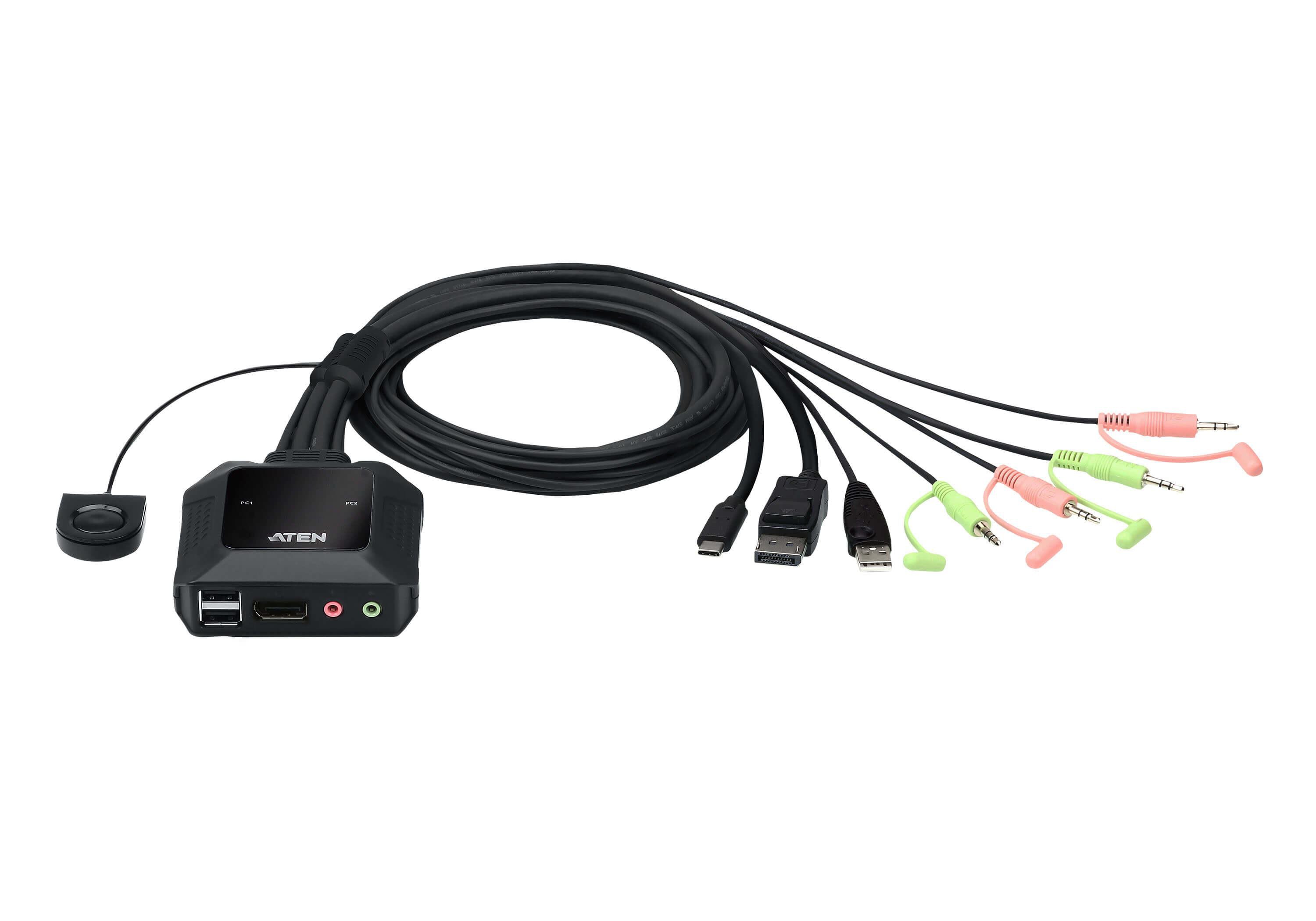 ATEN 2-Port USB-C-DisplayPort-Kabel KVM Switch CS52DP-AT