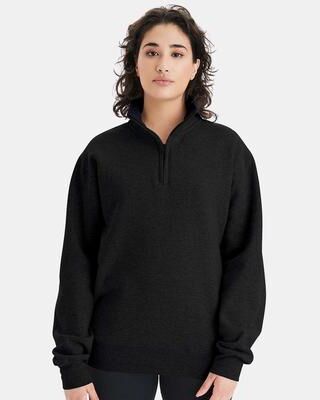 Champion S450 Powerblend Quarter-Zip Pullover T-Shirt in Black size 3XL   Cotton Polyester