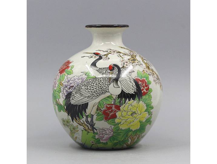 Vases à motif de grue Rose Famille Qianlong de la dynastie Qing en porcelaine chinoise