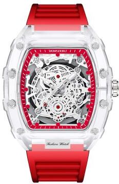 Quick Pick Pro LuxeGlow Men Quartz Watch With Calendar & Luminous Display transparent Red