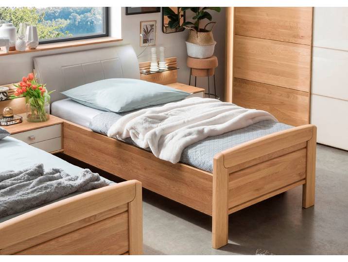 Holzbett WIEMANN Kiruna , braun (eiche teilmassiv, champagner), B:98cm L:217cm, Betten, Holzbett, in Komforthöhe