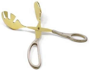 Vivience Gold Serving Scissors Tongs Stainless Steel