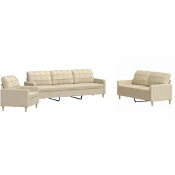 vidaXL 3-tlg. Sofagarnitur Creme Stoff