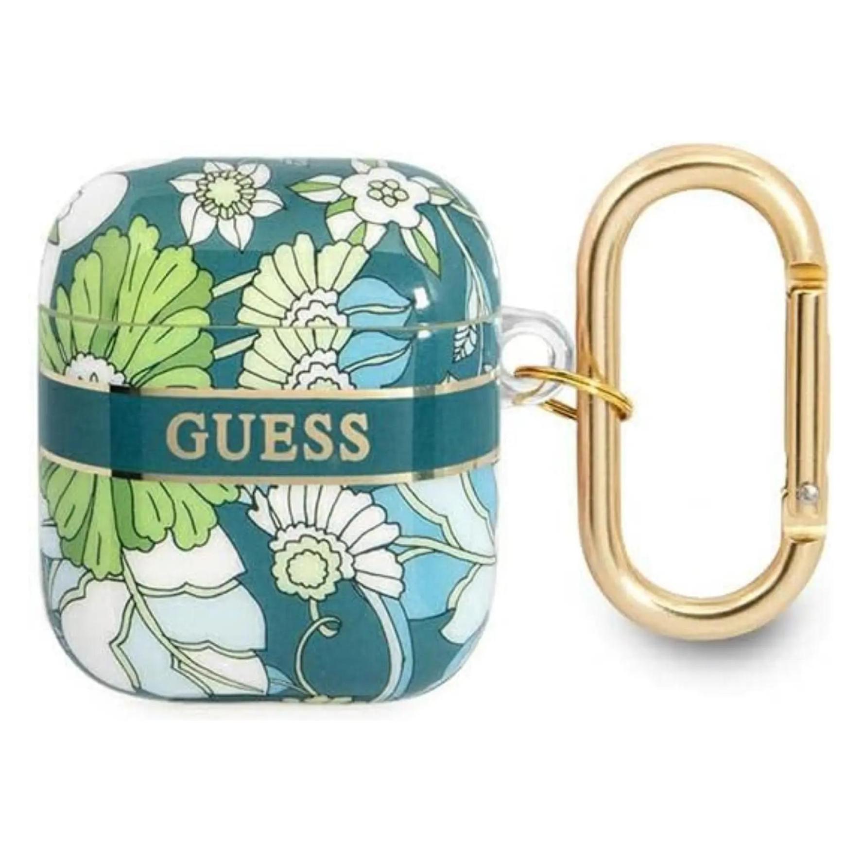 Guess GUA2HHFLN AirPods cover zielony/green Flower Strap Collection (Kopfhörer Hülle) (GUA2HHFLN)