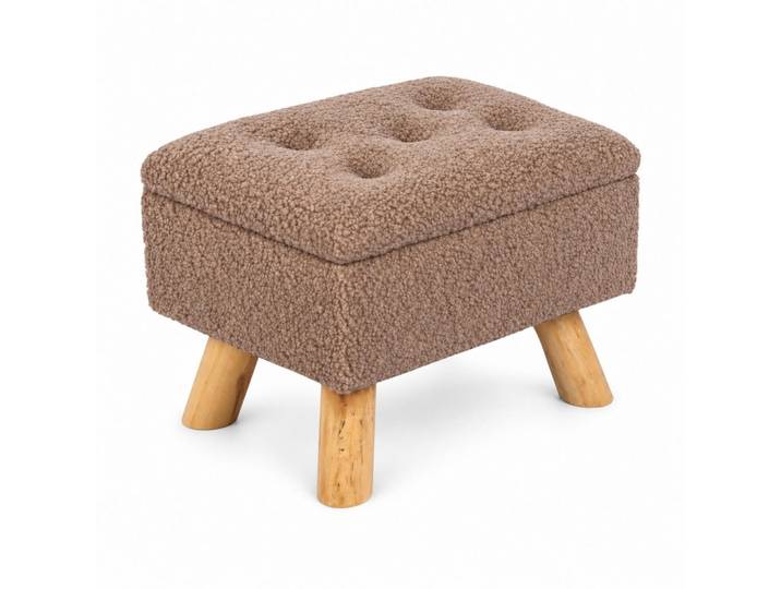 Relaxdays Hocker Braun mit Stauraum, Textil, Holzwerkstoff, Holz, 38x28x28 cm, Wohnzimmer, Sessel, Hocker, Sitzhocker