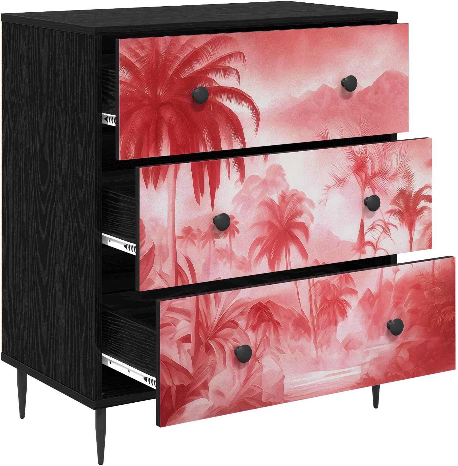 vidaXL Commode AACHEN Imprimé palmier rose 66 x 36,5 x 76 cm