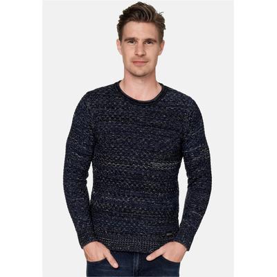 Strickpullover RUSTY NEAL, Herren, Gr. XL, blau (dunkelblau, meliert), 70% Polyacryl, 30% Baumwolle, unifarben, normal, Rundhals, Pullover Strickpullover, im melierten Design
