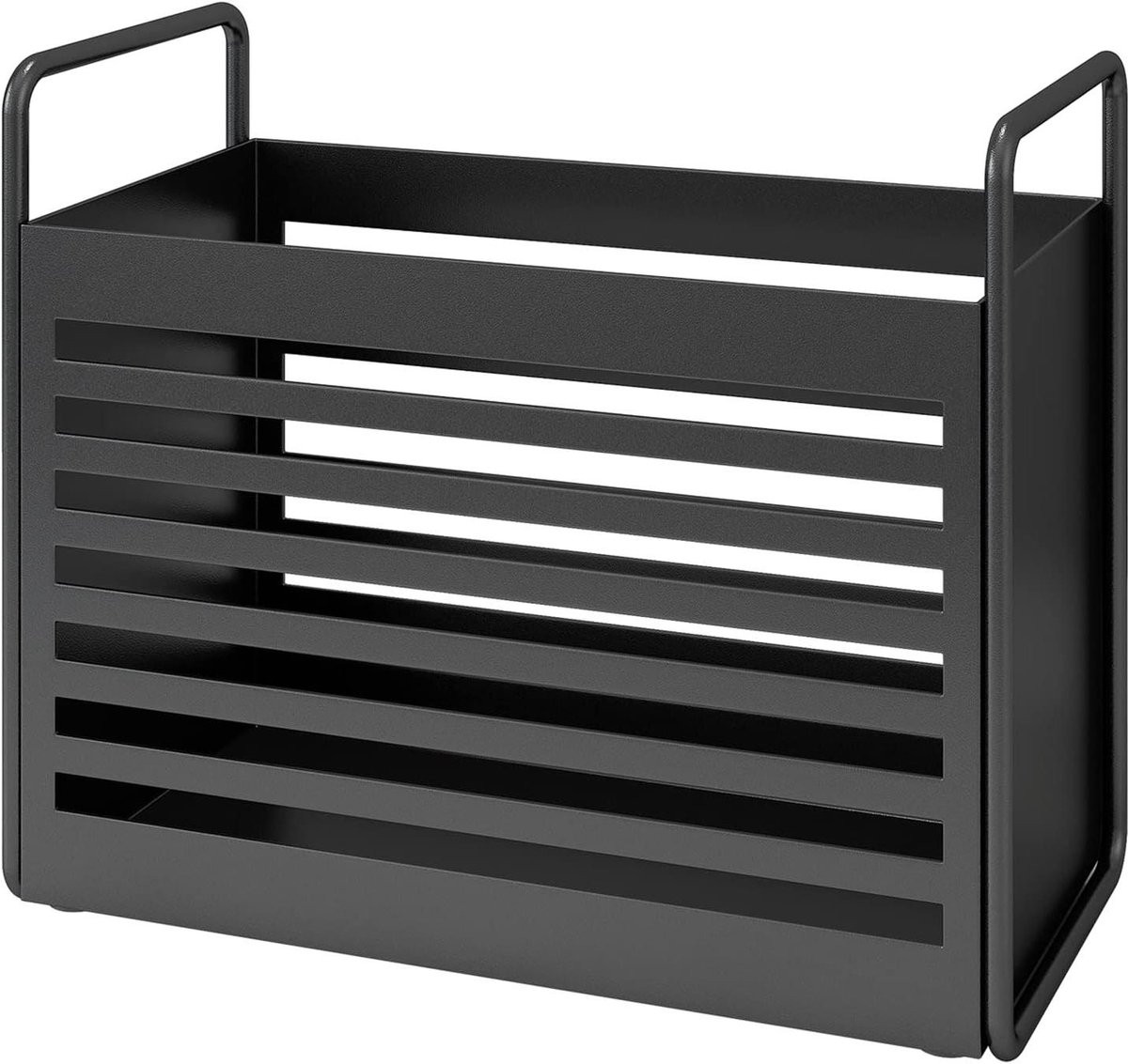 Krantenhouder Metaal Zwart - Magazijnrek voor het Organiseren van Documenten - 28.5 x 12.5 cm