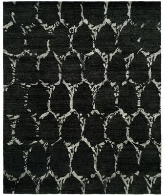 KALATY Modern Grey Hand-Knotted Viscose Area Rug