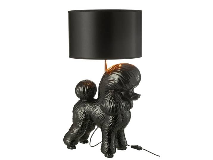 Lampe caniche en polyrésine noir 42x37x74.5 cm