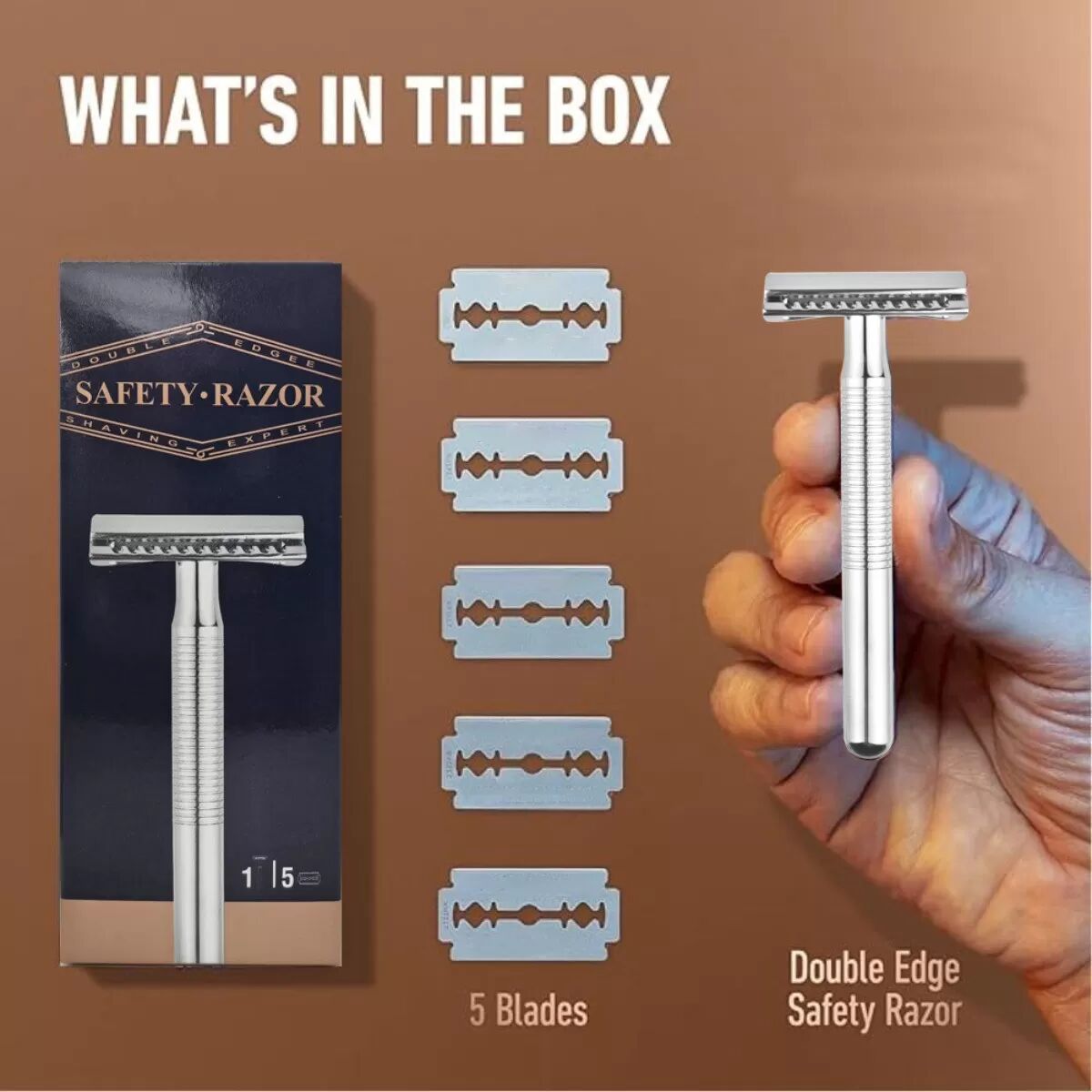 INF Single Edge Sicherheitsrasierer - Aluminiumlegierung, Anti-Rutsch-Griff, Wiederverwendbar & Hautschonende Rasur Roségold