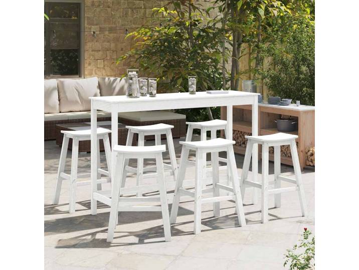 vidaXL Garten Bar Set 6 stk. Weiß HDPE
