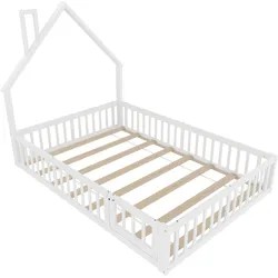KINDERBETT kiefernholz hausdesign 140x190cm mit lattenrost
