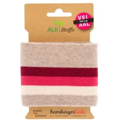 Albstoffe Bio-Strickbündchen "Cuff Me College", taupe/rot, 1,4 m