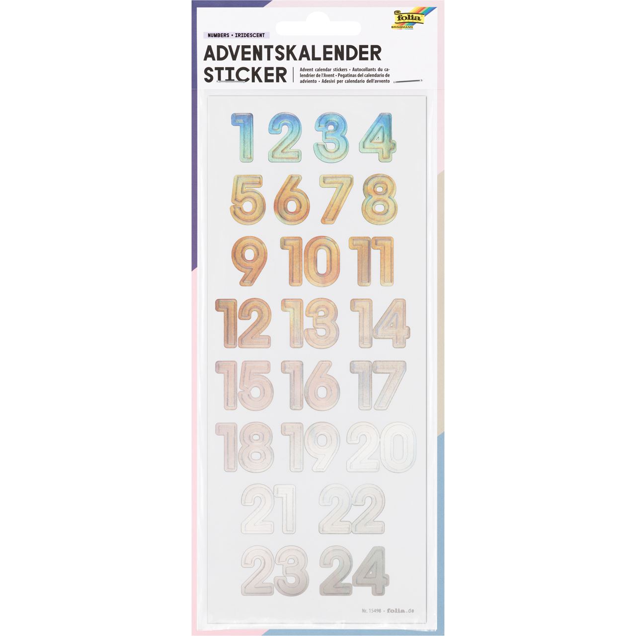 folia Adventskalenderzahlen NUMBERS IRIDESCENT irisierend 24 St.