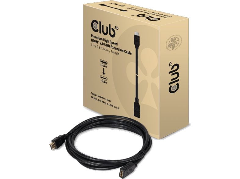 Club 3D HDMI 2.0 Kabel 3m Premium High Speed UHD 4K60Hz St./Bu. schwarz CAC-1321