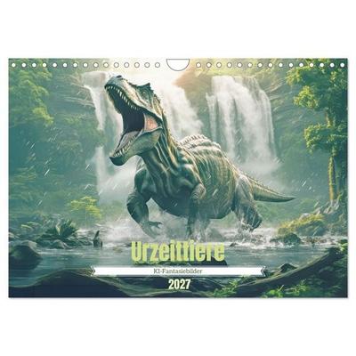 Urzeittiere - KI-Fantasiebilder (Wandkalender 2027 DIN A4 quer), CALVENDO Monatskalender