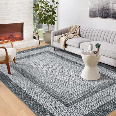Garvee Gradient Braided Printed Machine Washable Rug