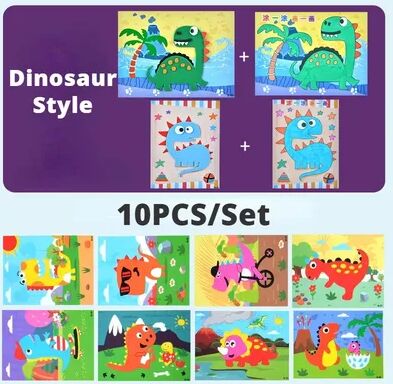 Perfect Picks Market EVA Foam Animal Puzzle Stickers Fun & Educational DIY Toy For Kids dinosaur 10 Pcs