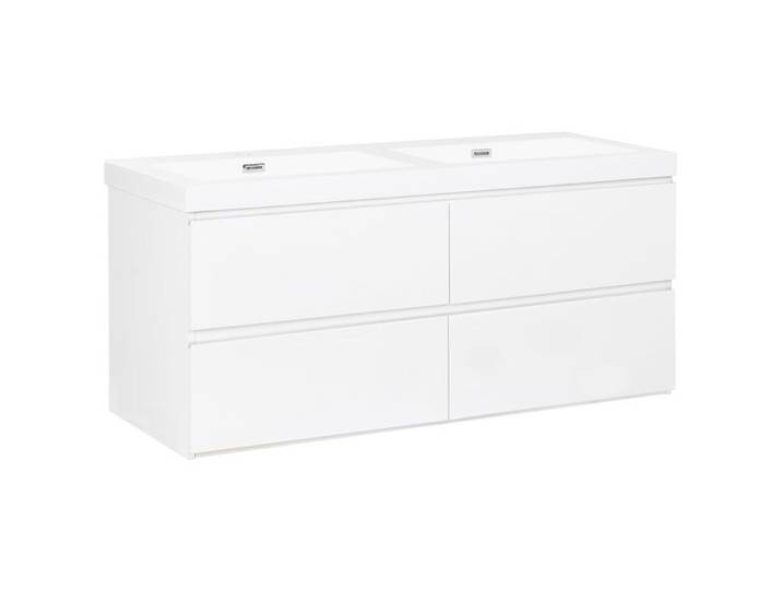 Meuble-lavabo mural avec double vasque CARDIEL 120 cm 52 cm Blanc
