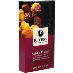 Peters Pralinen mit Genuss verführt Trüffel, 8 Stück, 8 verschiedene Sorten, mit Alkohol, 100 g