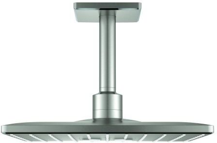 Grohe Rainshower Kopfbrauseset 26481DC0 supersteel, Deckenauslass 14,2 cm, 2 Strahlarten
