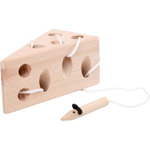 small-foot Motorikspielzeug 11053, Käse und Maus, Fädelspiel aus Holz, ab 3 Jahre