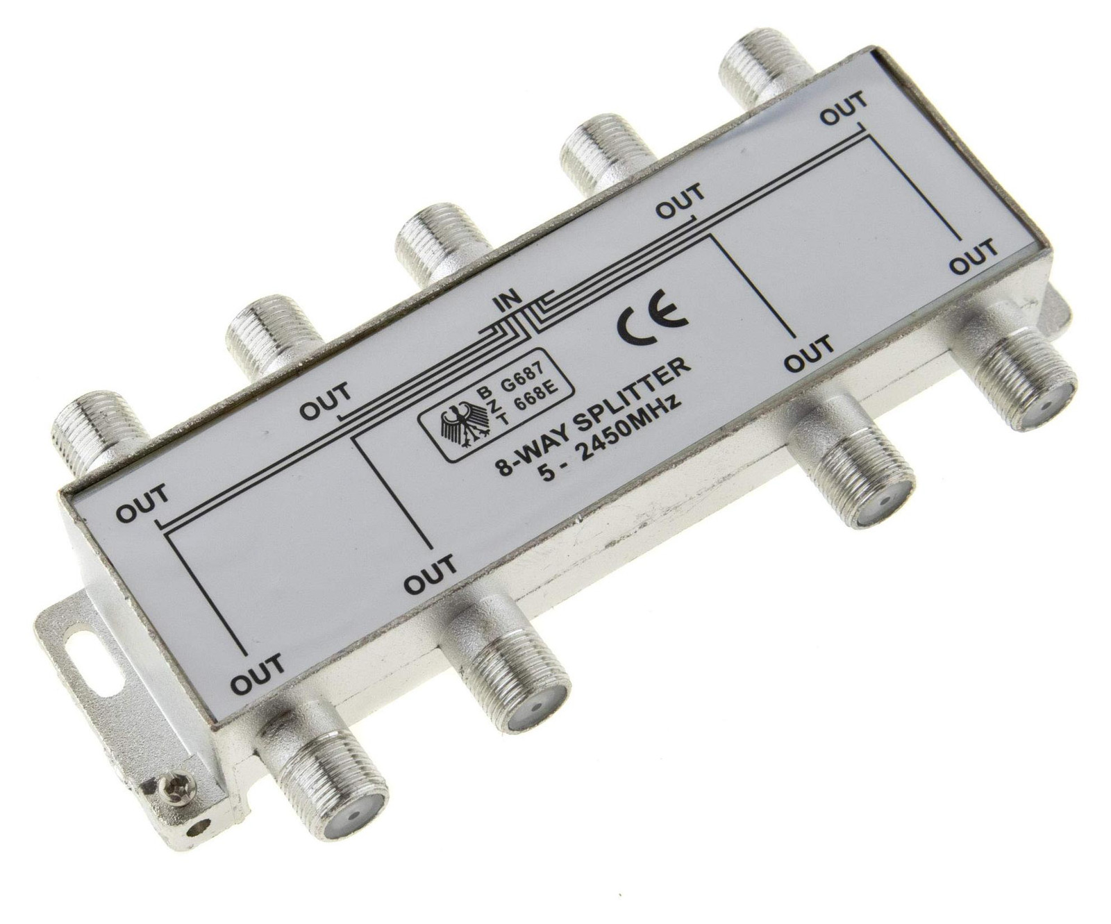 SeKi 8-voudig SAT- en BK-verdeelstuk met 100 dB demping, afgeschermde splitter voor HD- en Unicable-signalen