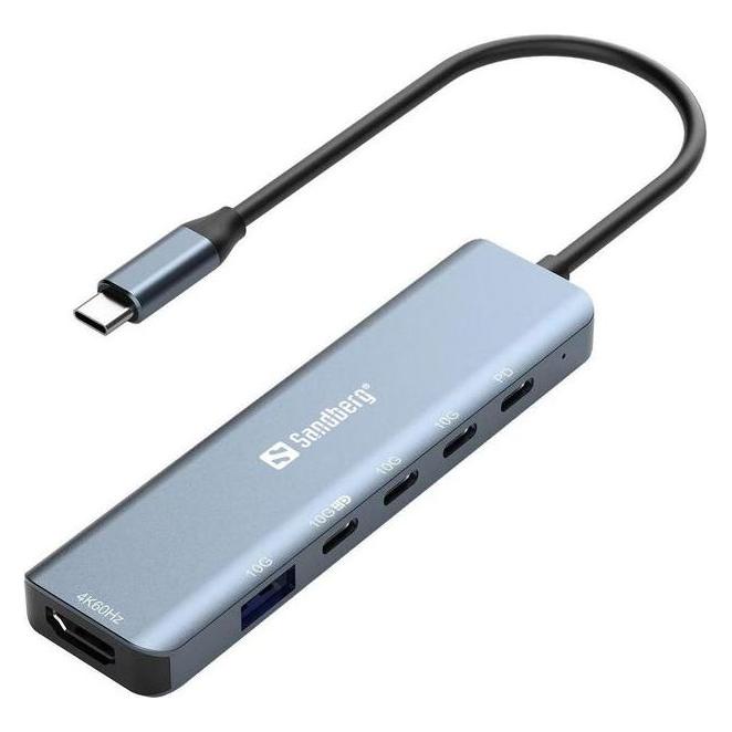 Sandberg USB-C 6-in-1 MediaDock (USB-C, 6 Ports) (136-77)