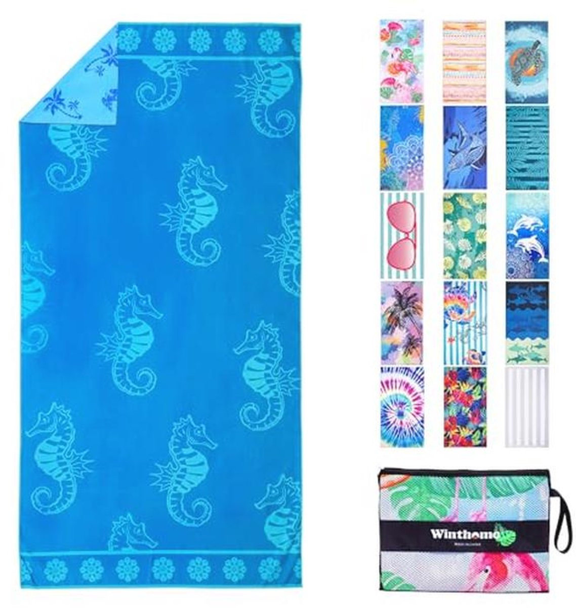 Reversibel Lichtgewicht Microfiber Strandlaken Zandvrij - 180 x 90 cm