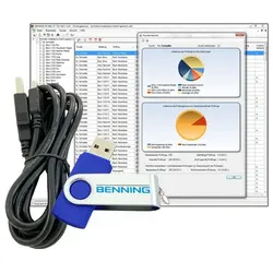 Software zur Verwaltung, Dokumentation der Messwerte. Funktion Import, Export. Download kostenloser Updates. Inkl. USB-Kabel.