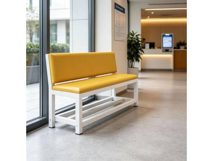 Gepolsterte Sitzbank aus PU-Leder für Büro Empfangs- und Wartebereiche Gästestuhl für Büros, Empfangsbereiche, Hotels, Friseursalons, Banken und Schulungszentren(Yellow,130cm/51.2in)