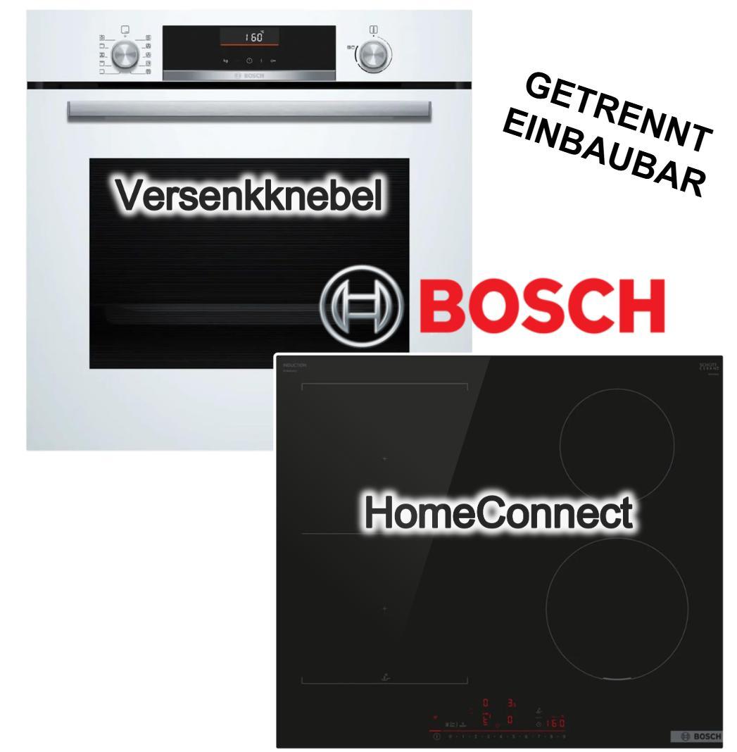 Herdset Bosch Backofen weiß Air Fry 3DHeißluft + Induktionskochfeld PowerBoost CombiZone HomeConnect