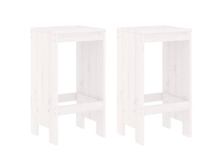 GHVBNMF 2er Set Barhocker Weiß 40x36x75cm aus Massivholz Kiefer Rustikale Holzbarstühle mit Fußstütze für Balkon, Terrasse und Garten. Belastbar bis 110 kg pro Hocker.