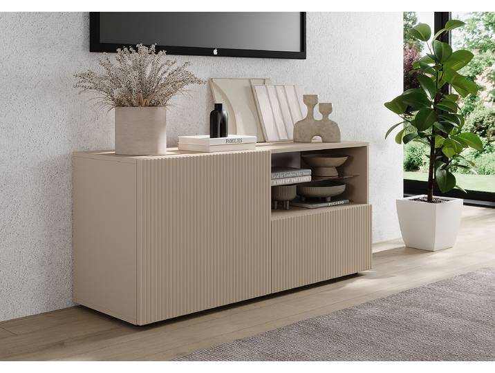TV-Lowboard Rio Front: MDF Mitteldichte Holzfaserplatte , beschichtet Korpus: Spanplatte, beschichtet Beige/Kaschmir 121cm