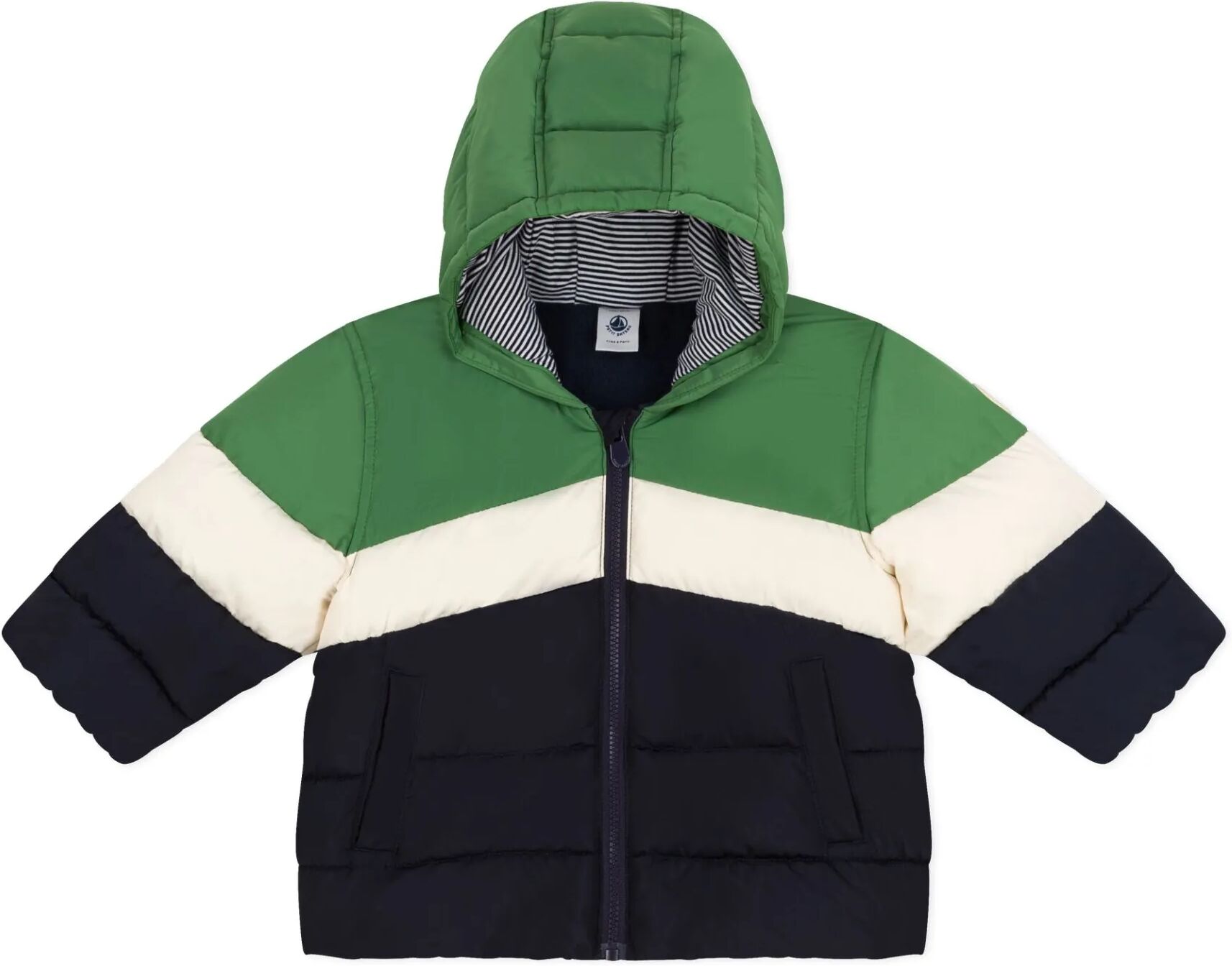 Petit Bateau Doudoune Colorblock Bébé Vert 12 mois