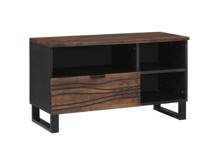 Kaorsrow TV Lowboard Walnuss 80x33x46 cm Wandmontiertes TV Board Platzsparendes Wand-Lowboard in Walnuss-Optik für Wohnzimmer und Schlafzimmer, mit 1 Schublade und 3 Fächern.