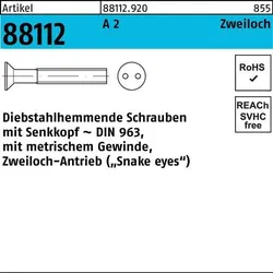 Schraube R 88112 diebstahlhemmend Seko/Zweiloch M4x 25 A 2 100 Stück