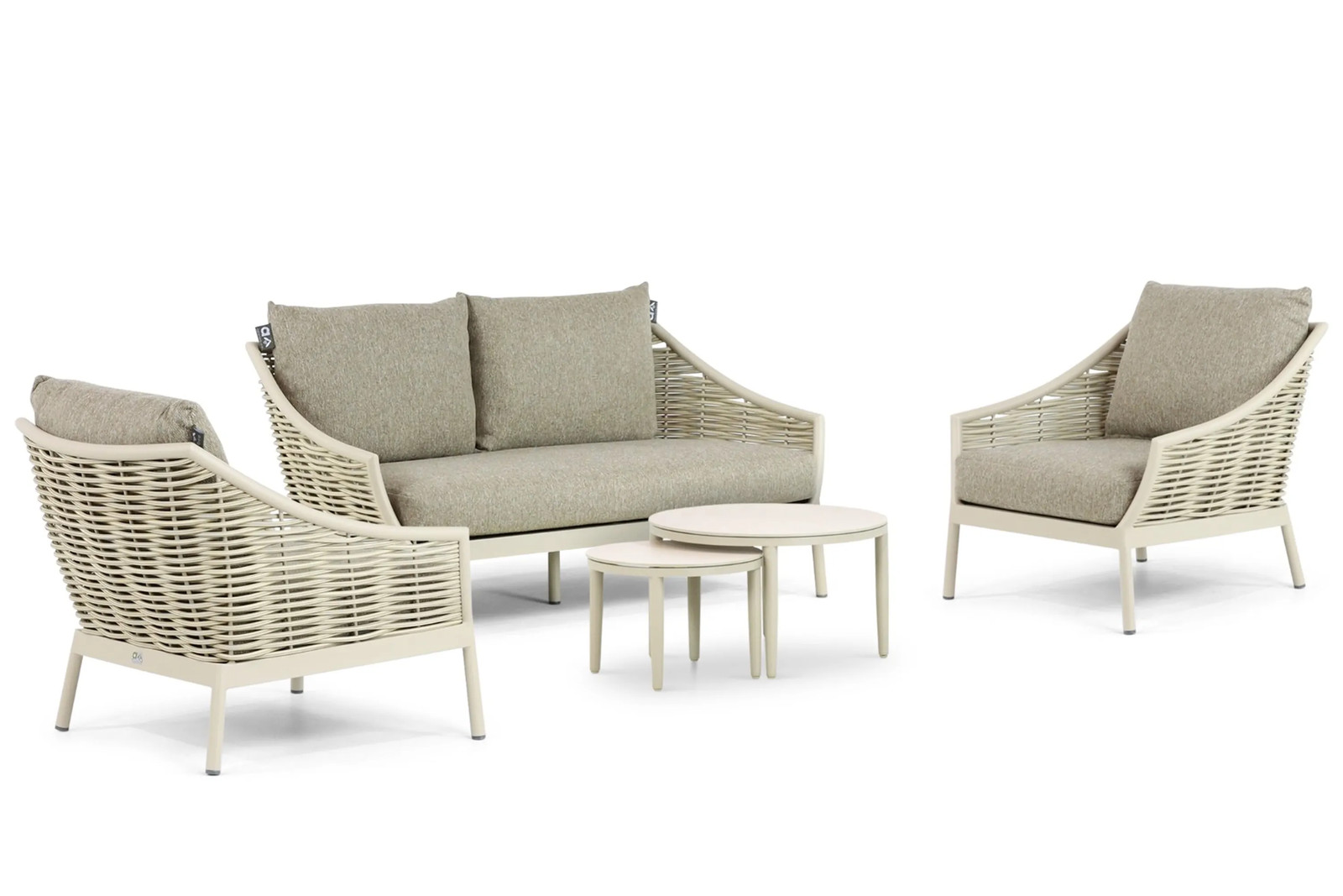 Apple Bee Milou/Ibiza 5-delige loungeset met beige kussens en aluminium frame