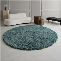 Teppich Hochflor SPREE in Türkis, einfarbig, Ø 80 cm