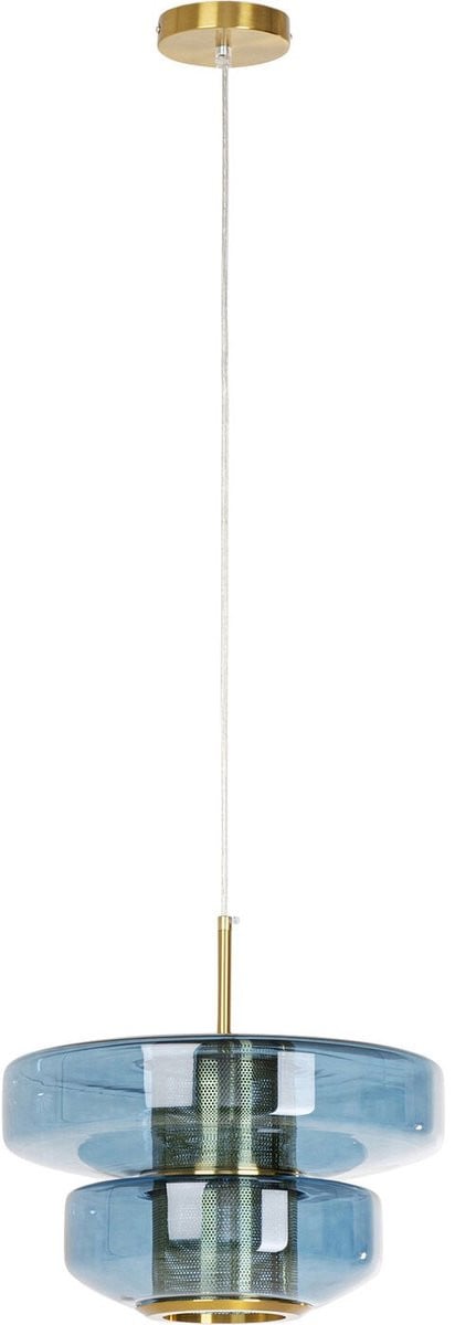 Kare Design Hanglamp Arcadia Blauw - Glazen Cilinder met Metalen Accent